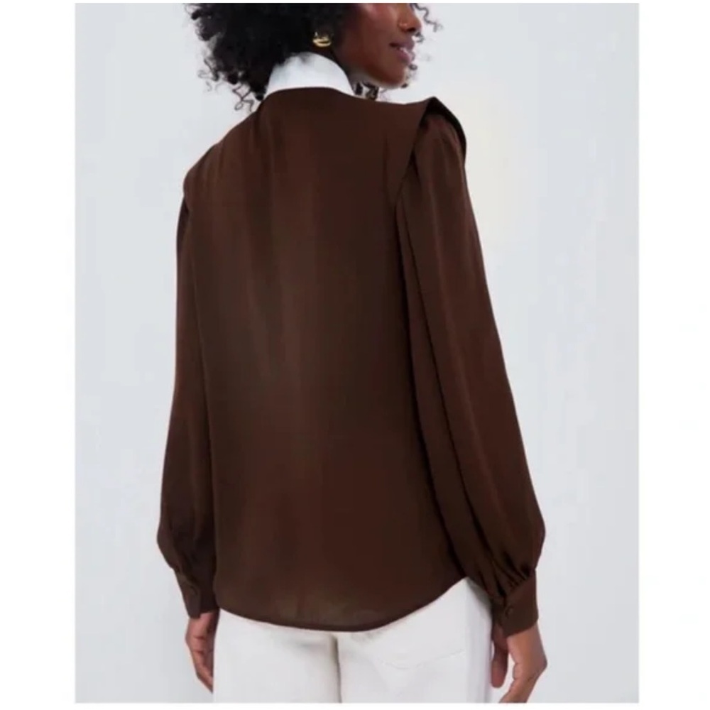 Tuckernuck India Hicks Chocolate Ivory Grove Long Sleeve Button Down Blouse NWOT - Picture 11 of 12